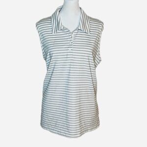 Adidas White & Gray & Teal Sleeveless Polo Shirt Bundle | Climalite | Size L